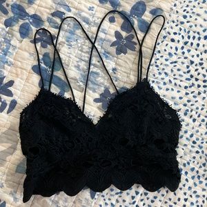 Free People Black Adells Bralette